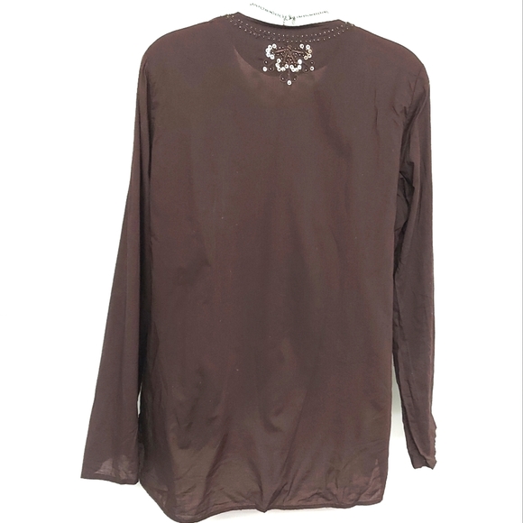 3 for $25- Lady Hathaway Beaded Cotton Top, Size L - Picture 5 of 12